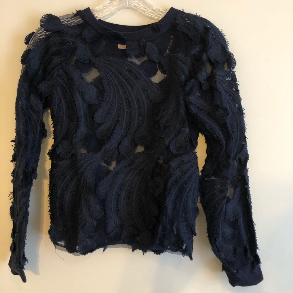 Pepin navy lace top xs